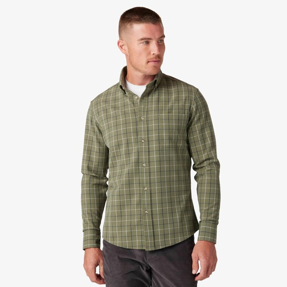 Mizzen+Main City Flannel - LARGE / TRIM - Green Plaid (Orig: $148)